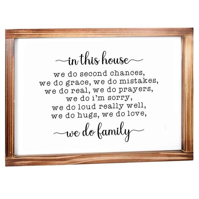 In This House We Do Family Sign - Family Signs for Home Decor, Rustic Farmhouse Decor for the Home Sign -Wall Decorations for Living Room, Modern Farmhouse Sign with Solid Wood Frame -11 x 16 Inches