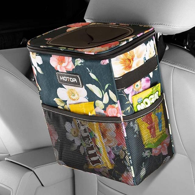 Car Trash Can with Lid and Storage Pockets, Eco-friendly, Reusable, 100%  Leak-Proof Auto Organizer, Waterproof Garbage Can, Multipurpose Trash Bin