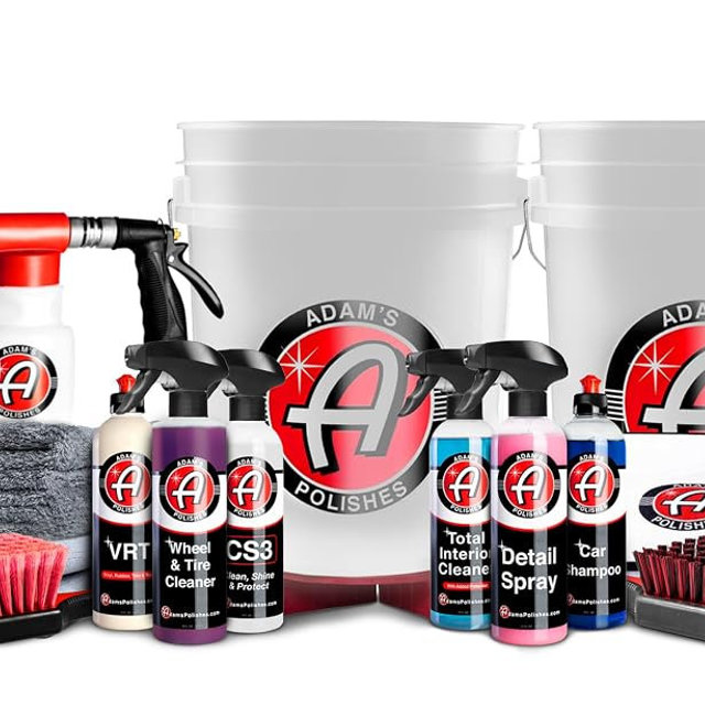 Adam's Essential Car Wash Kit (24-Item) - Auto Detailing Car Care Cleaning Kit with Foam Gun & Bucket Car & Truck Lovers, Dads, Moms and DIYers