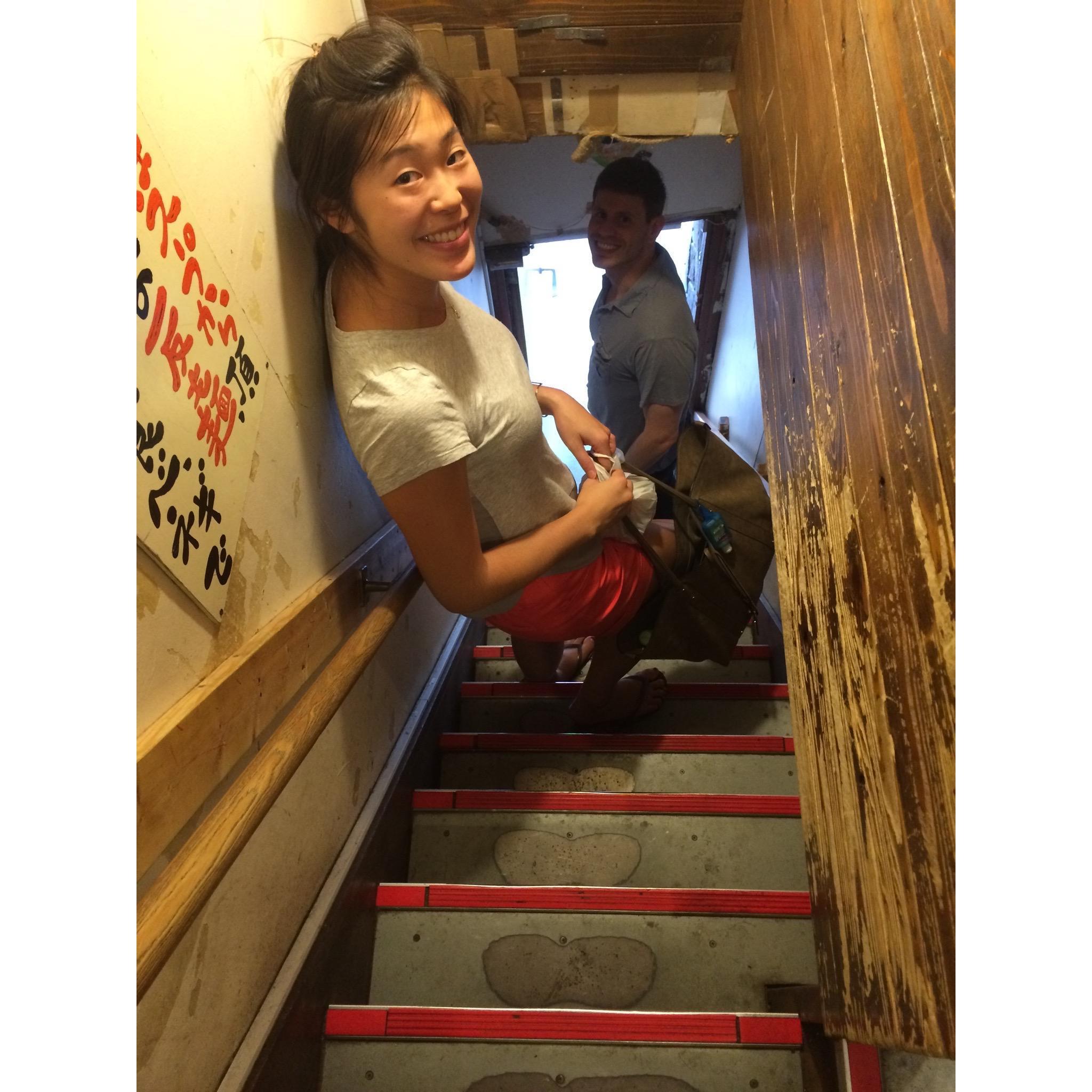 We found this small hole in the wall ramen place with tons of people waiting in line for lunch in Tokyo, Japan! Oct, 2015