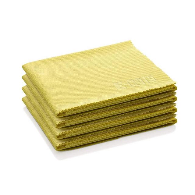 E-Cloth Glass & Polishing Microfiber Cleaning Cloth, 300 Wash Guarantee, Reusable, Daffodil Yellow, 4 Pack