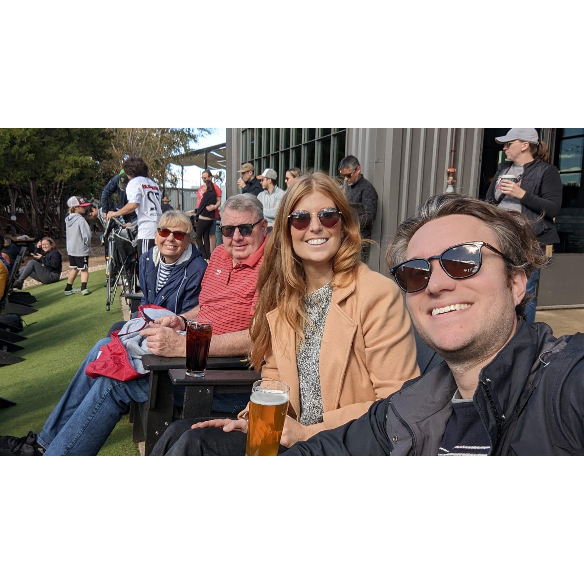 Watching the World Cup with Kelsey's parents in Austin