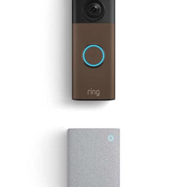 Ring Battery Doorbell (newest model), Matte Mocha with Chime (newest model), White