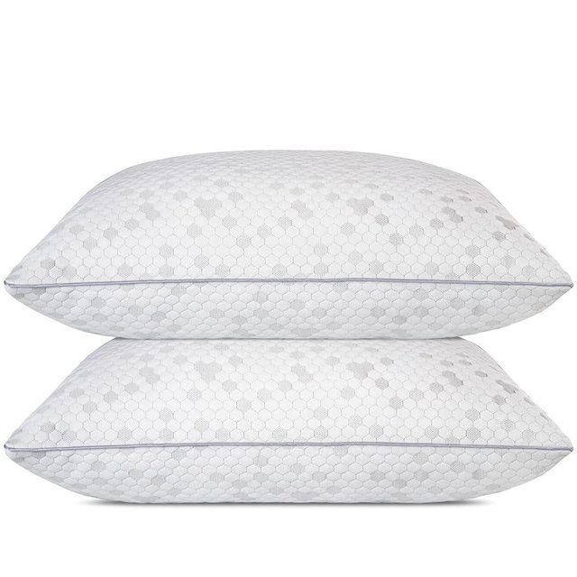 HIMOON Shredded Memory Foam Pillows, Medium Firm King Size Pillows 2 Pack,Couples Bed Pillows for Side Back Stomach Sleepers Set of 2