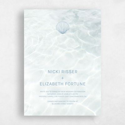 White Wedding Invitation - Waterview Portrait
