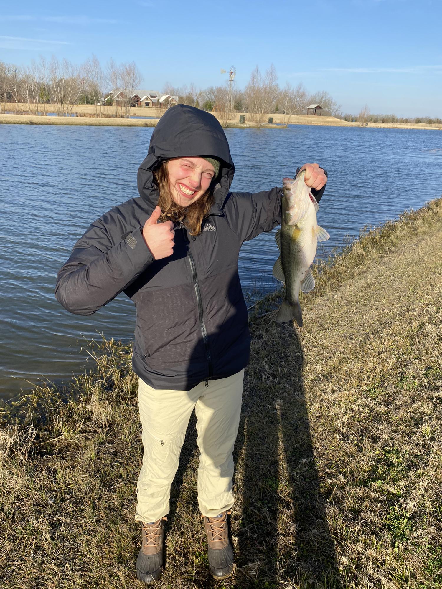 Sarah wanted to go fishing on one of the coldest mornings of the year hah