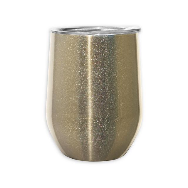 Oggi™ Cheers™ Stainless Steel Wine Tumbler in Gold Sparkle