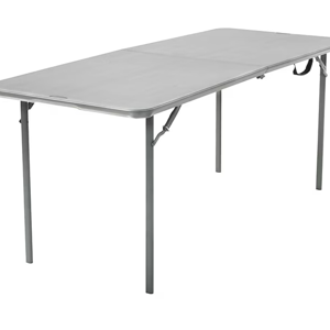 Cosco 2.5-ft x 6-ft Fold-in-Half Indoor or outdoor Rectangle Resin Gray Folding banquet table 8 -Person