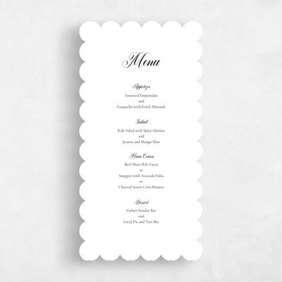 White Scalloped Wedding Menu - Henderson
