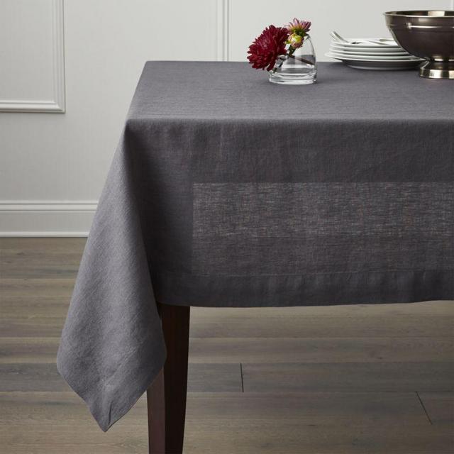 Helena 60"x144" Graphite Grey Linen Tablecloth