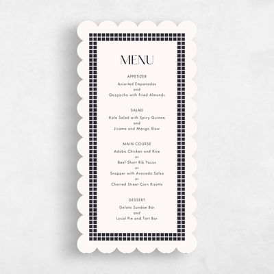 Beige Scalloped Wedding Menu - Redwood