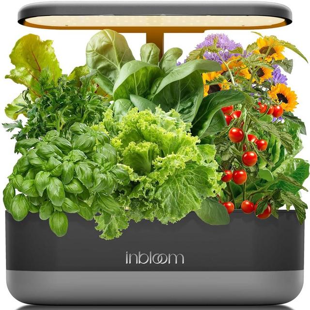 12 Pods Hydroponics Growing System Indoor Garden with LED Grow Light and Pod Kit, Plants Germination Kit with 4.2L Water Pump Accelerate, Height Adjustable, Gardening Gifts for Women, Black