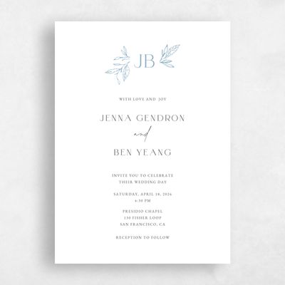 Dusty Blue Wedding Invitation - Phippsburg Portrait