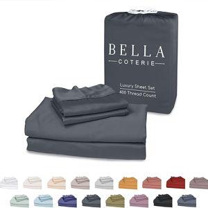 Bella Coterie Luxury Bamboo Viscose Queen Size Sheet Set [Charcoal Grey]