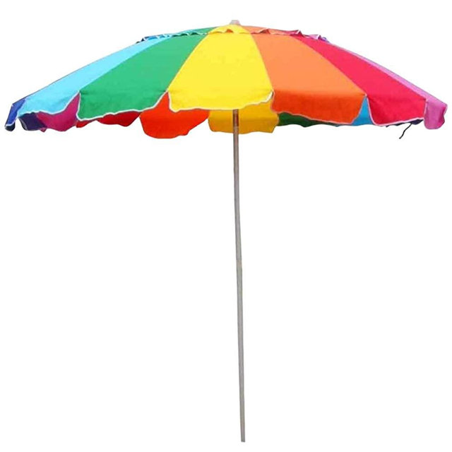 Impact Canopy 8’ Beach Umbrella, UV Protected, Vented, Tilt Pole, Spike Tip, Carry Bag, Rainbow