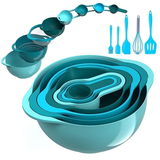 13 Pcs Mixing Bowls Set- RV Camping Accessories Set, Apartment Kitchen Gadget Easy Storage, Inculding Measuring Cups Colander Sifter Large Bowl Whisk Scraper, Great for Cooking and Baking, BPA Free