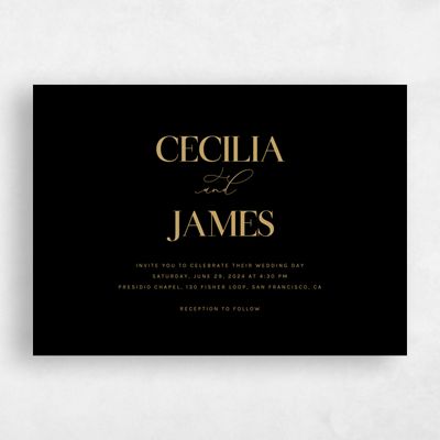 Black Landscape Wedding Invitation - Margret Landscape