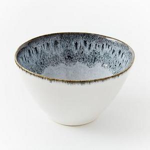 Reactive Glaze Bowl, Black + White, Set of 4