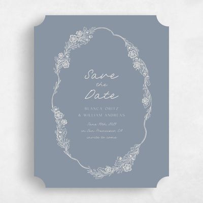 Blue Ticket Wedding Save the Date - Ariadne Portrait