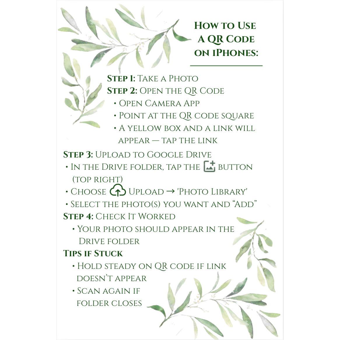 Instructions on how to use the QR code
