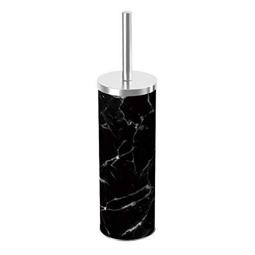 Home Basics Black Faux Marble Toilet Brush and Holder for Bathroom Accessory Compact Freestanding, Decorative, Non-Skid, Sturdy Deepcleaning