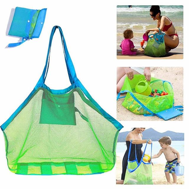 SupMLC Mesh Beach Bag Extra Large Beach Bags and Totes Tote Backpack Toys Towels Sand Away for Holding Beach Toys Children’ Toys Market Grocery Picnic Tote