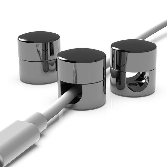 ICONIT Cable Anchors for Desk Organization Gun Metal | Premium Aluminum Cord Organizers | Charger + Cable Management Clips for Home & Office | Stylish, Sturdy, & Functional | (3 Pack)