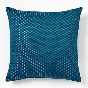 Outdoor Ribbon Stripe Pillow, Blue Teal, 18"x18"