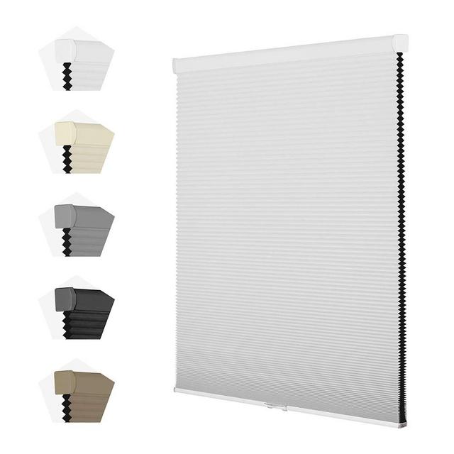 BERISSA Blackout Cellular Shades for Window,Cordless Honeycomb Blinds,Thermal Insulated Pull Down Shades for Home.White.27 W x 48" H