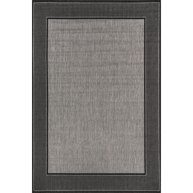 Nuloom Gris Bordered 6 Square Indoor/Outdoor Area Rug for Living Room Patio Deck Front Porch Kitchen, Grey/Black