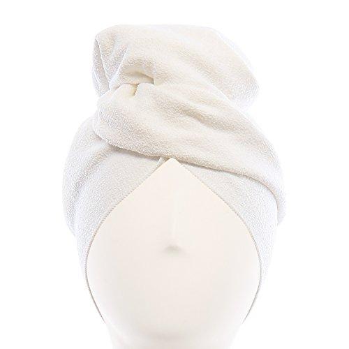 Aquis - Original Hair Towel, Ultra Absorbent & Fast Drying Microfiber Towel For Fine & Delicate Hair, White (19 x 39 Inches)