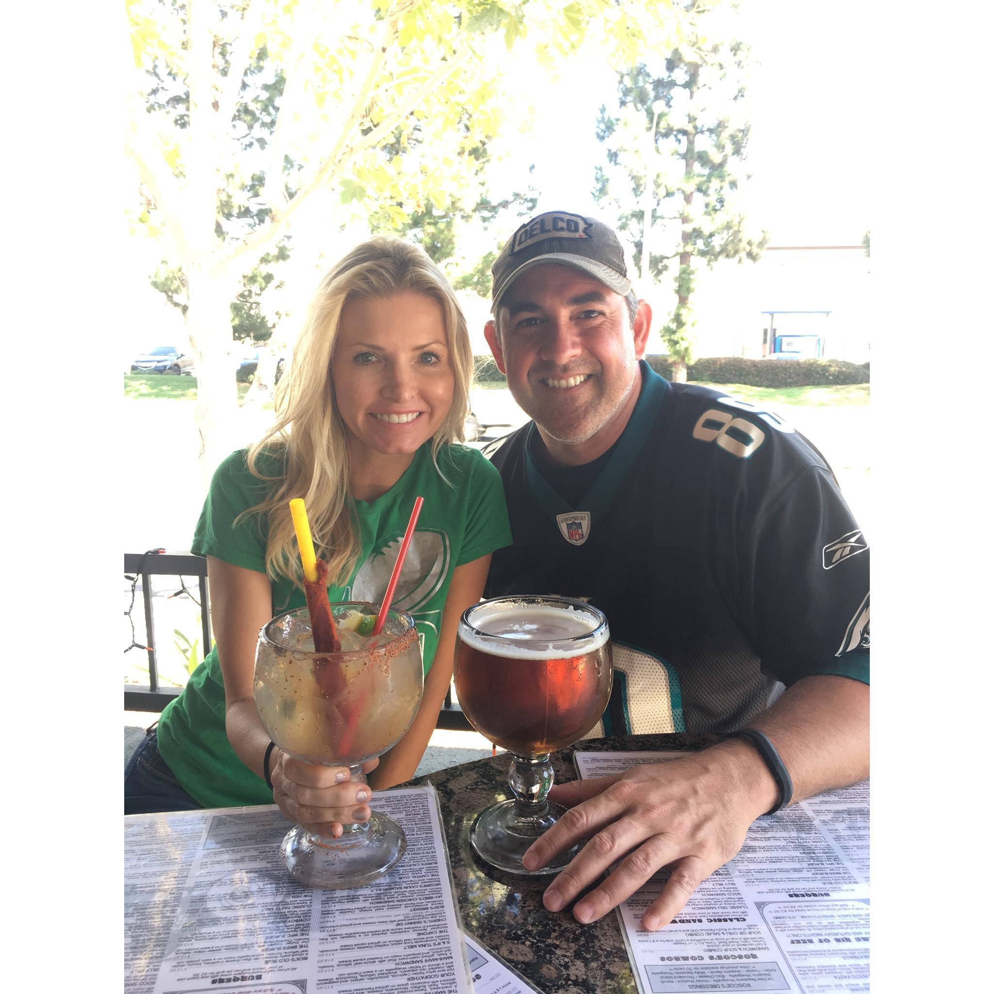 Roscoes in Chino Hills watching the Eagles play!