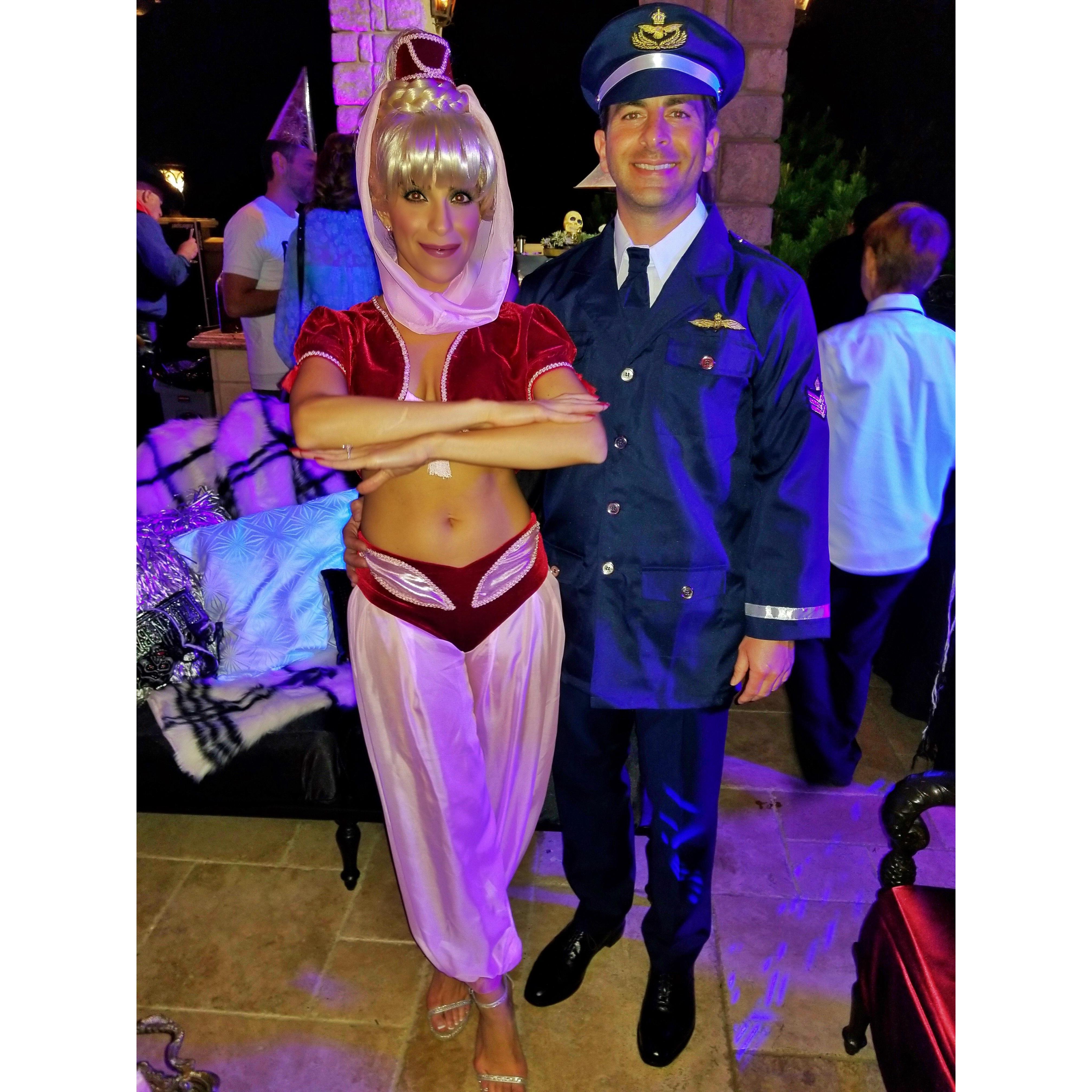 Halloween 2017 - we dressed up as the characters from the I Dream of Jeannie Show (Jeannie and Major Nelson)