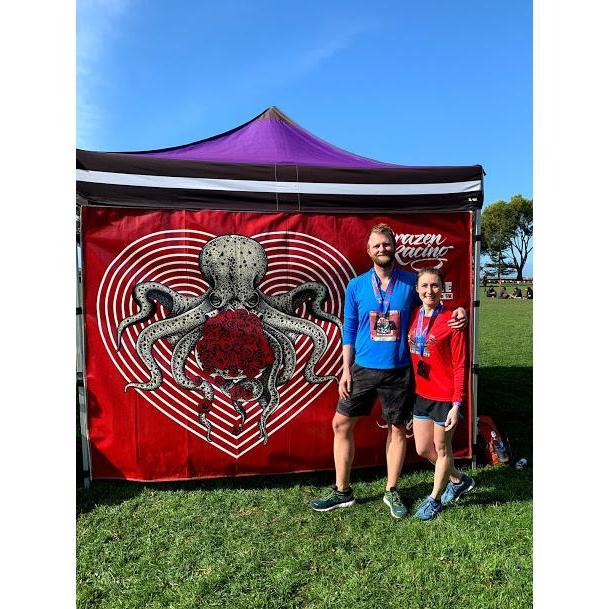 Moments after Amanda kicked my ass at the Bay Breeze Half Marathon