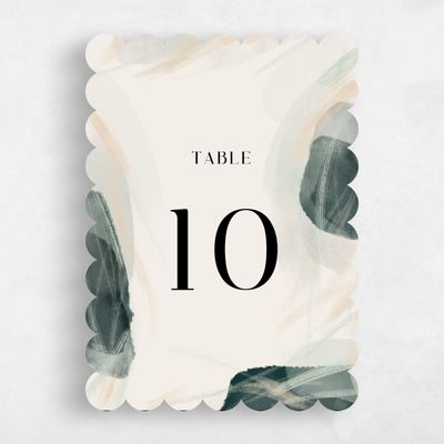 Green Scalloped Wedding Table Number - Staton