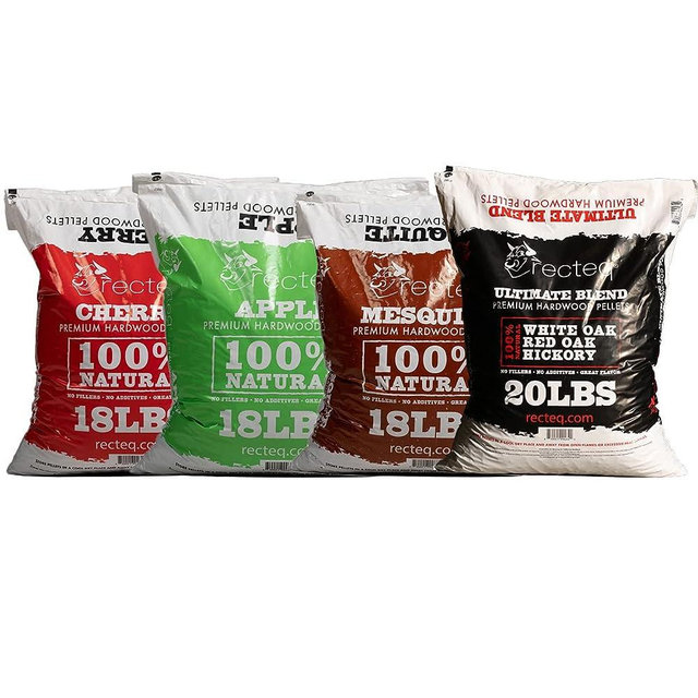 recteq Pellet Variety Bundle | Hardwood Grilling Cooking Pellets | Cherry, Mesquite, Apple and recteq Ultimate Blend