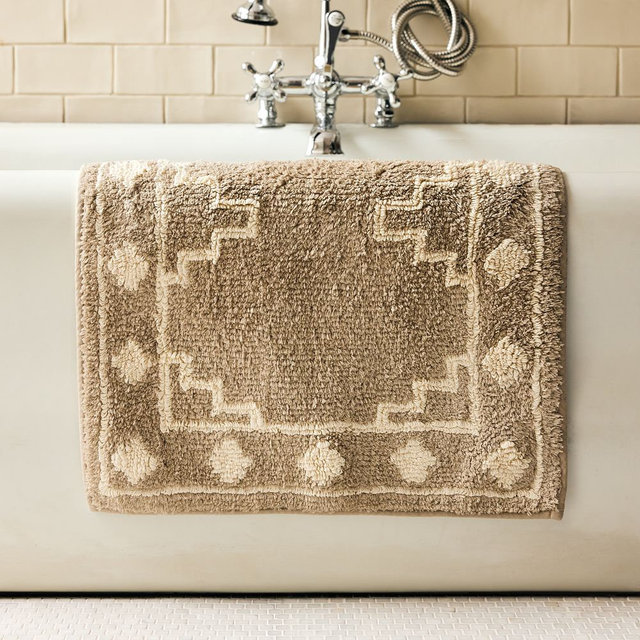 Heirloom Border Bath Mat, 20"x34", Taupe
