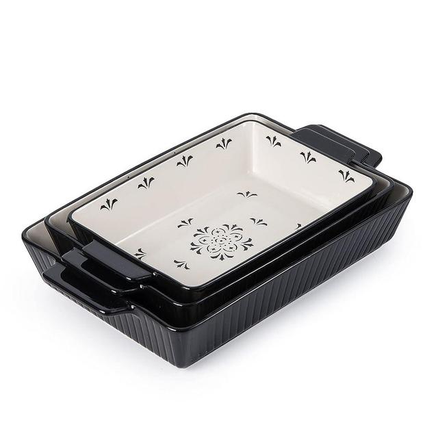 Sagoskat Baking Dishes Bakeware Set Ceramic Casserole Dish, Rectangular Shape, Oven safe, Nonstick, for Cooking, Cake Dinner, Kitchen, 13x9inch, 3pcs, Black