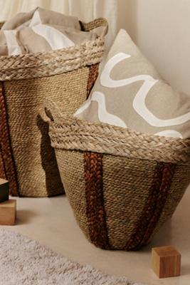 Mar Woven Seagrass Striped Baskets, Set of 2
