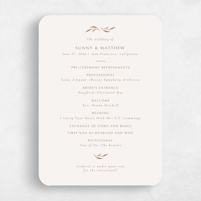Brown Rounded Wedding Program - Clairemont