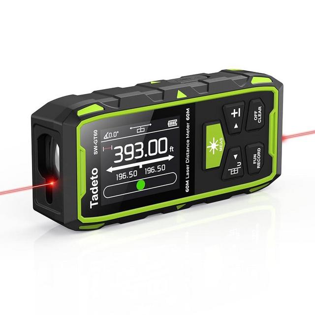 Tadeto Dual Laser Measuring Tool, 393FT/120M Bilateral Laser Measurement Tool Backlit LCD Display, Rechargeable Laser Measure with Ft/in/M Multiple Units Length/Area/Volume/Angle