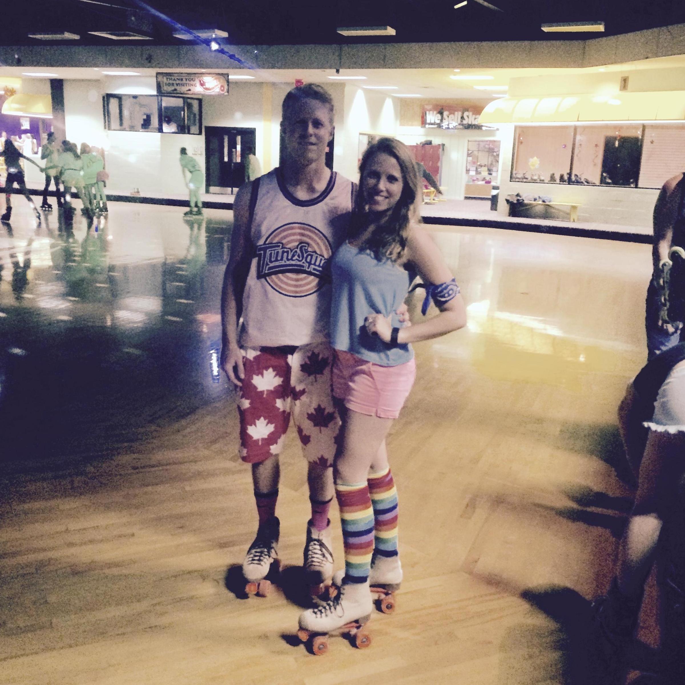 Some of our favorite date nights were college events at Wheels - dress up crazy, put on your roller skates and try not to fall!!