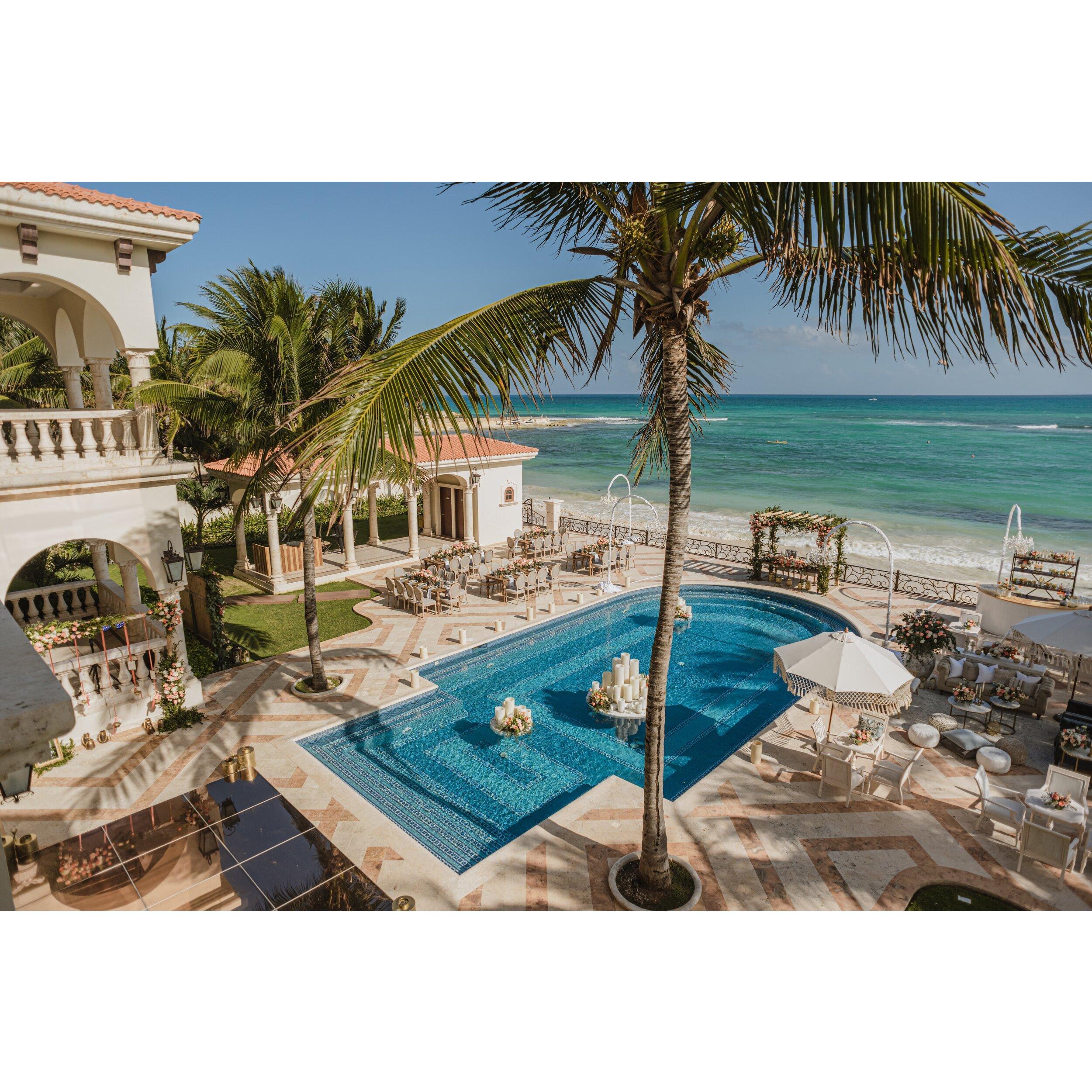 The back of Villa la Joya, where the ceremony, reception, and dancing will take place.