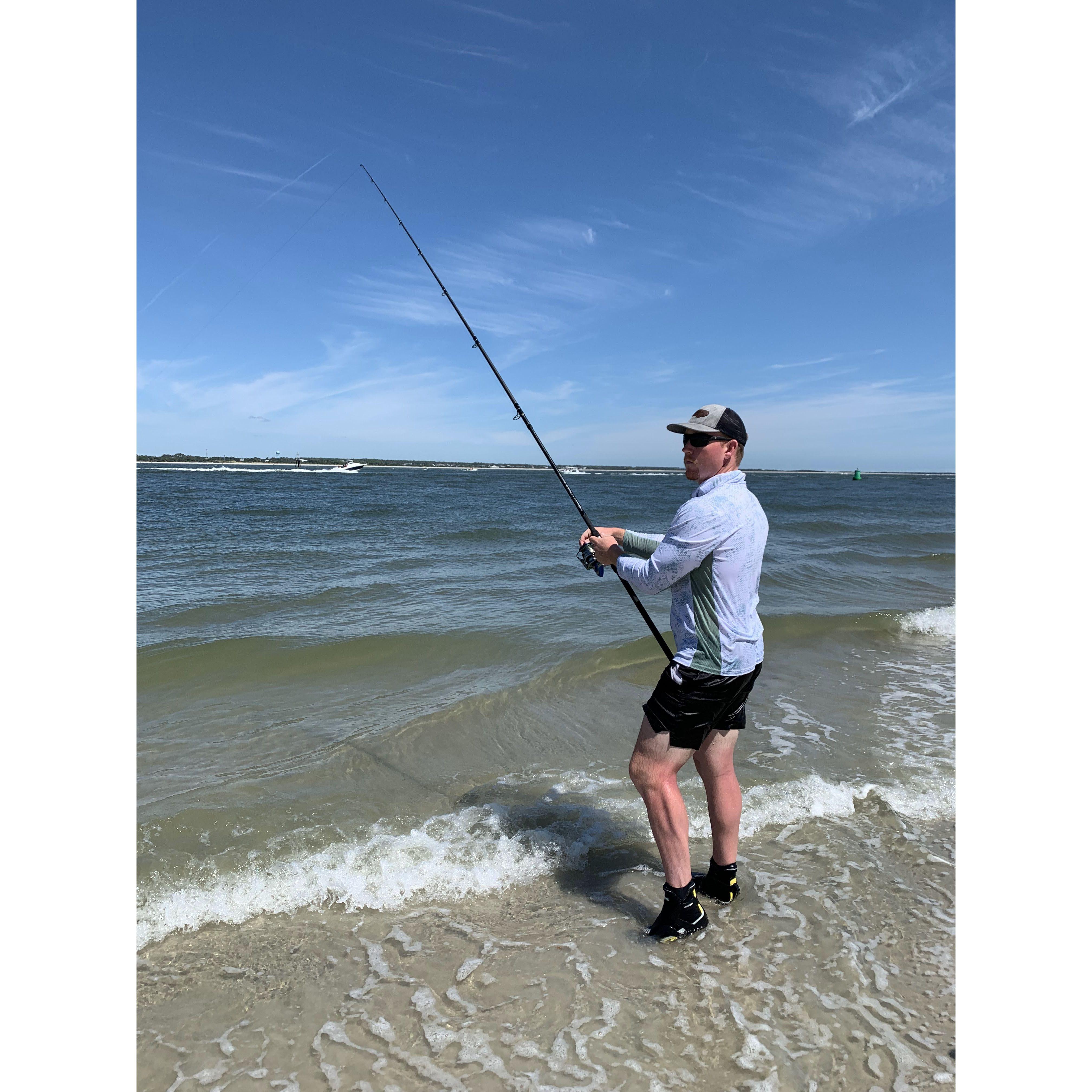 Our first fishing trip - this is before catching our Red Drum!