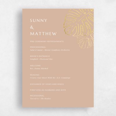 Creamy Beige Wedding Program - Morelos Foil