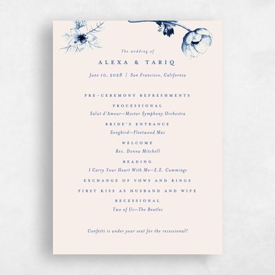 Dark Blue Wedding Program - Tulipier