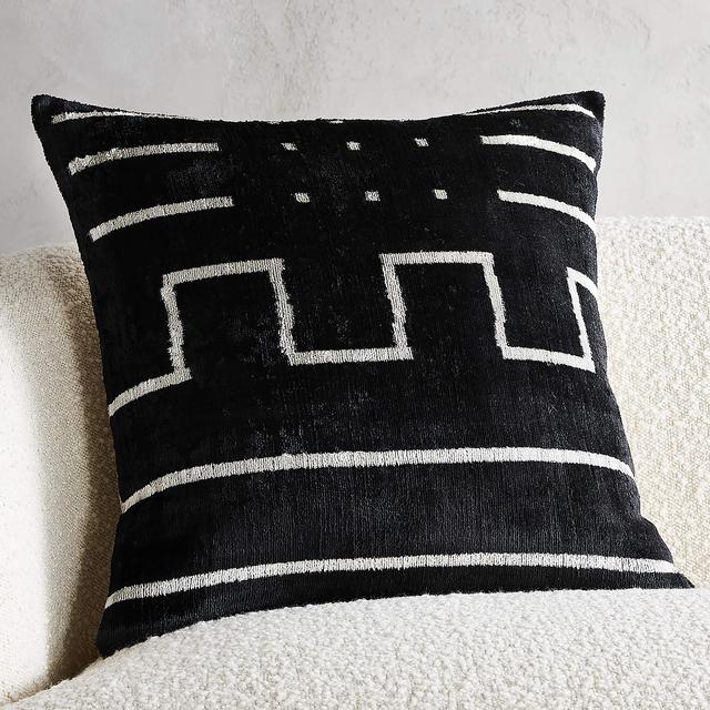 20" Lines Turkish Silk Throw Pillow with Feather-Down Insert