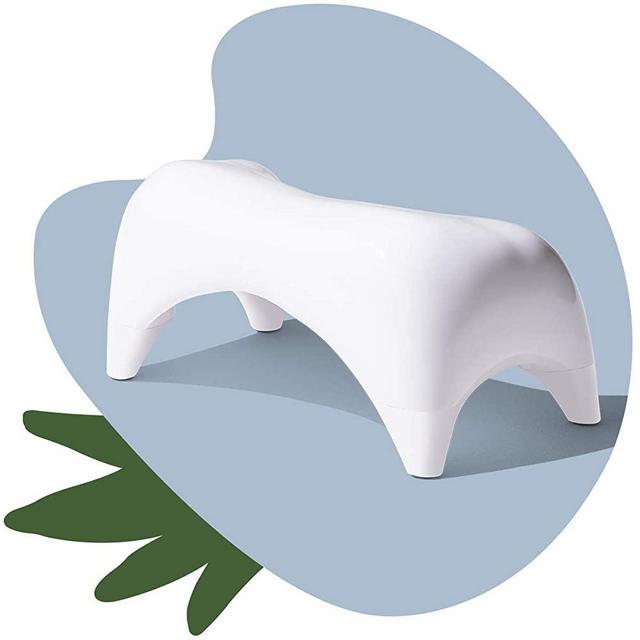 TUSHY Ottoman Relaxed - Premium Toilet Stool for Bathroom - Modern Sleek Design - White/White, Short