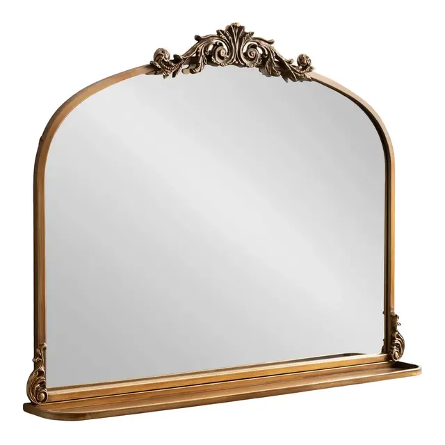 Kate & Laurel All Things Decor 33"x26" Arendahl Traditional Arch Mirror with Shelf Gold