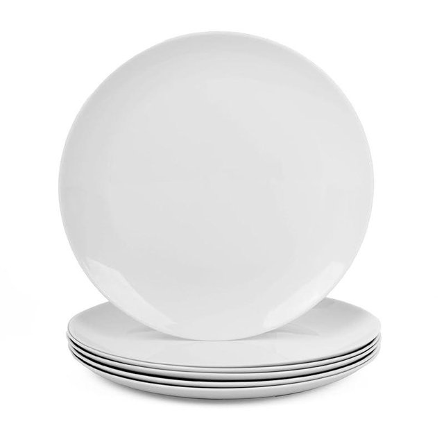 LaGlint 7.5 inch Appetizer Plate Set of 6, Lightweight Opal Glass Round White Salad Plates for Dessert Kitchen, Dishwasher and Microwave Safe